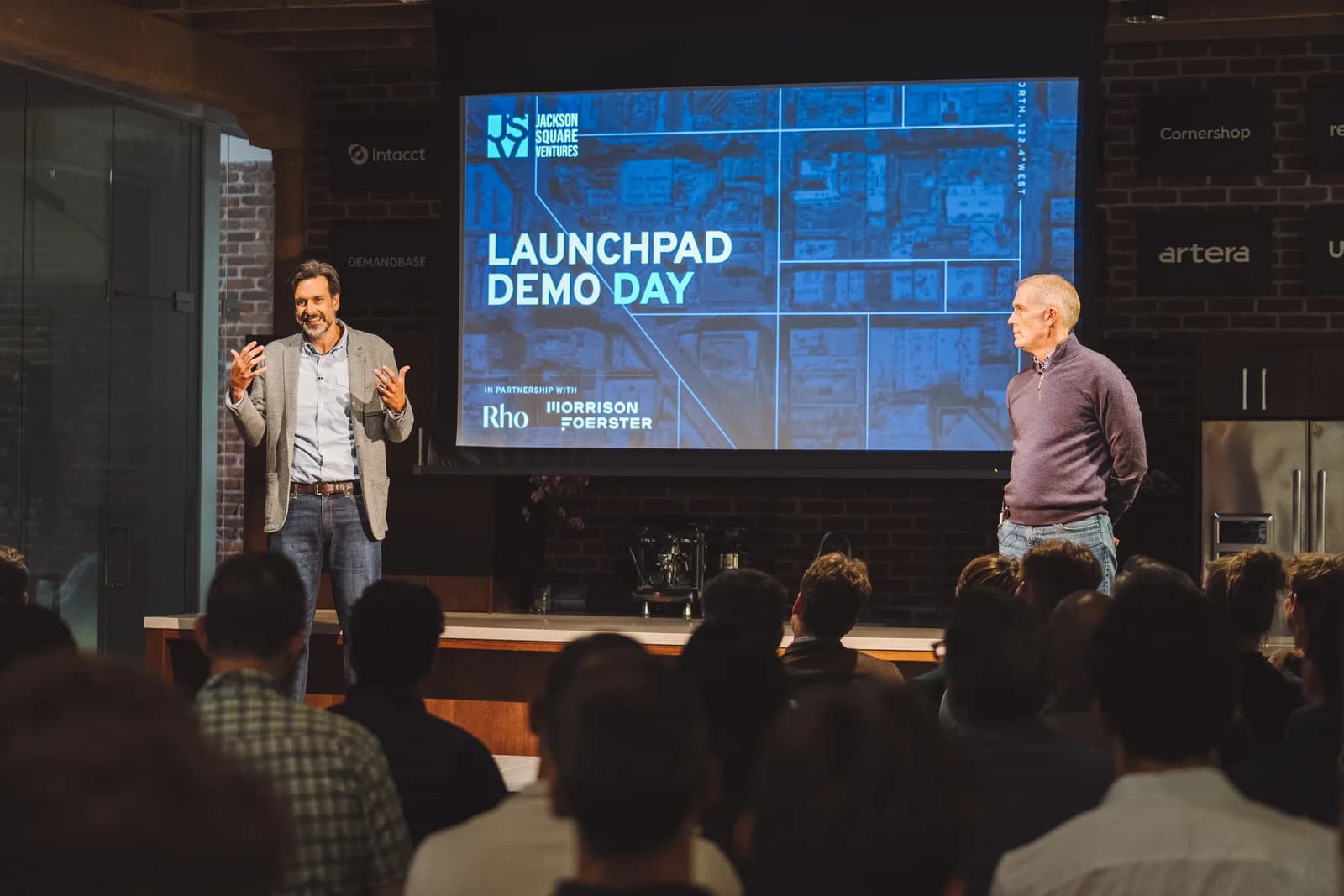 A founder presenting at Launchpad demo day
