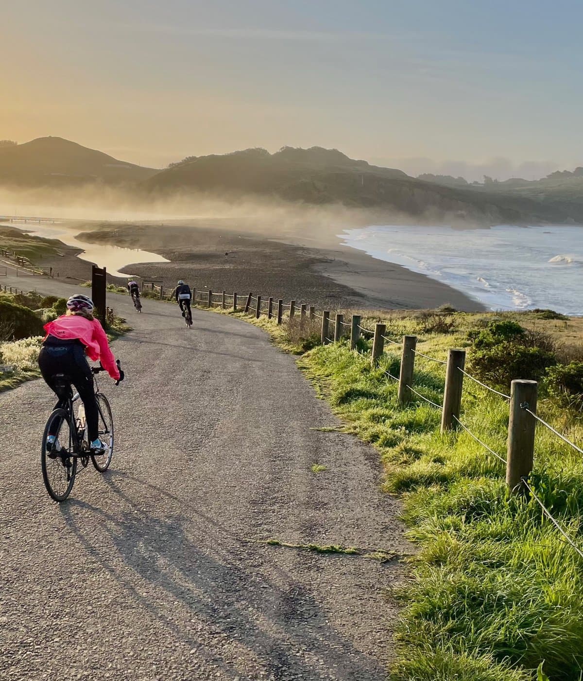 View from a cyclist's perspective on a coastal trail